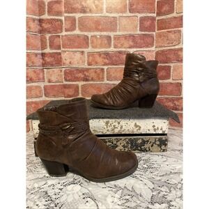 Baretraps Rainly Ankle Booties Shoes Sz 8M Brown Faux Leather Heeled w/SideZip
